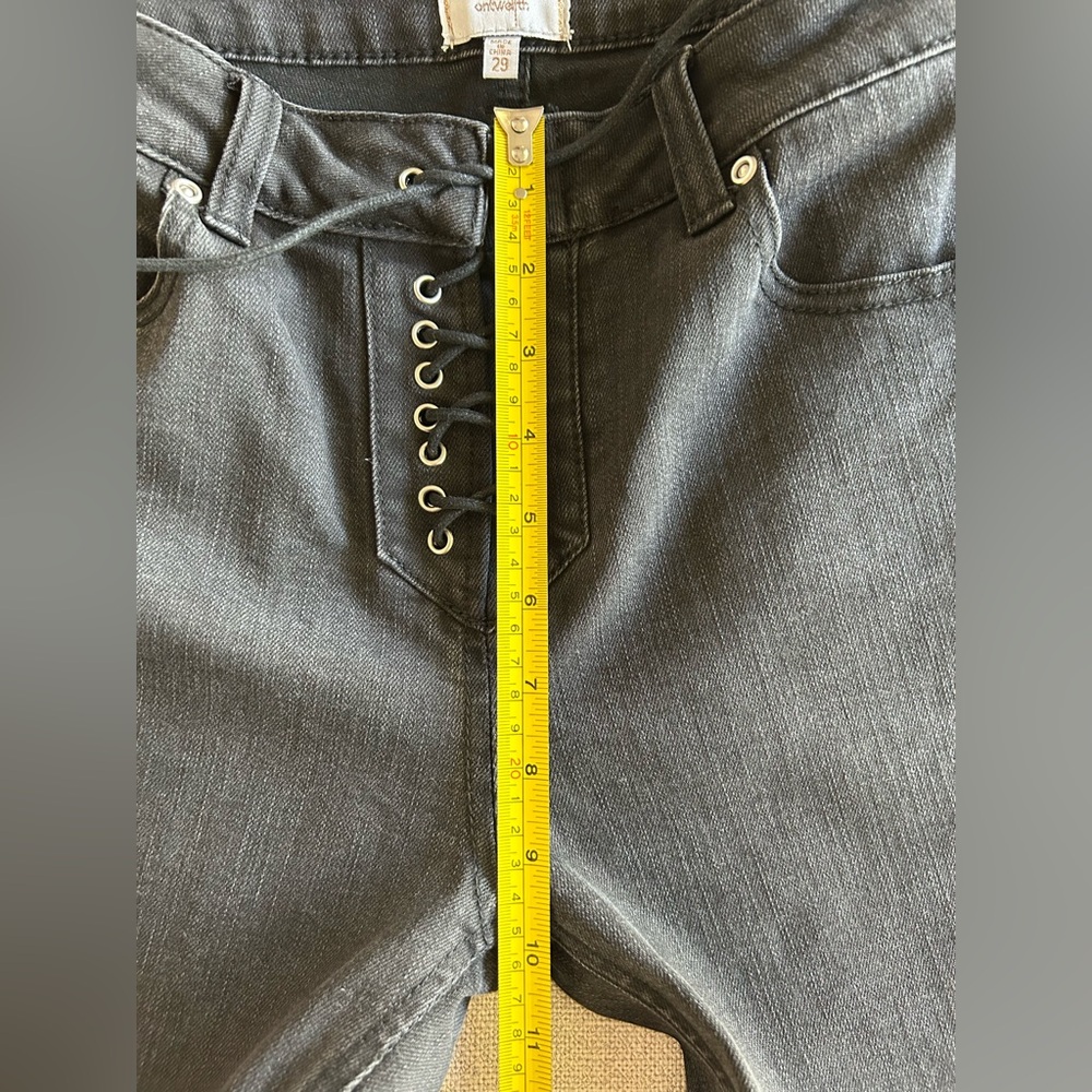 Black Ankle Lace-Up Cropped Jeans NWOT - Picture 6 of 13
